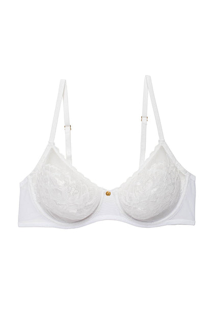 Flora Unlined Balconette Underwire Bra White