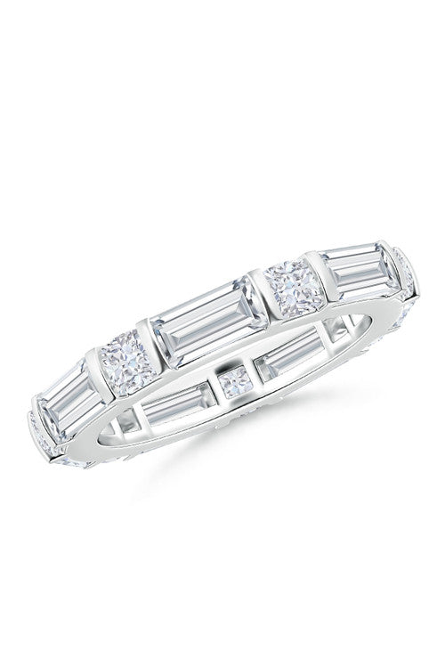 Buy Orient Express Lab-Grown 14K Gold Baguette & Cushion Diamond Eternity Band in 14K White Gold Online 14K White Gold