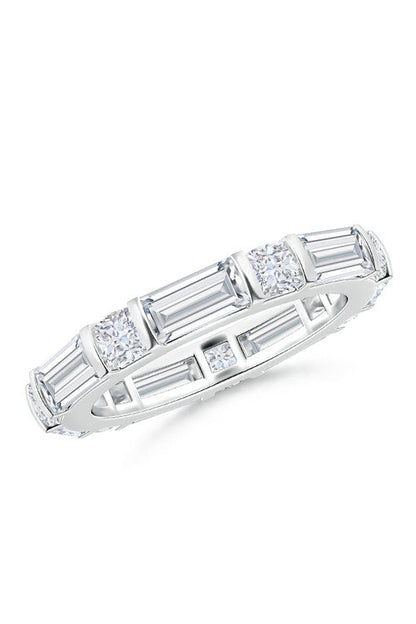 Buy Orient Express Lab-Grown 14K Gold Baguette & Cushion Diamond Eternity Band in 14K White Gold Online 14K White Gold
