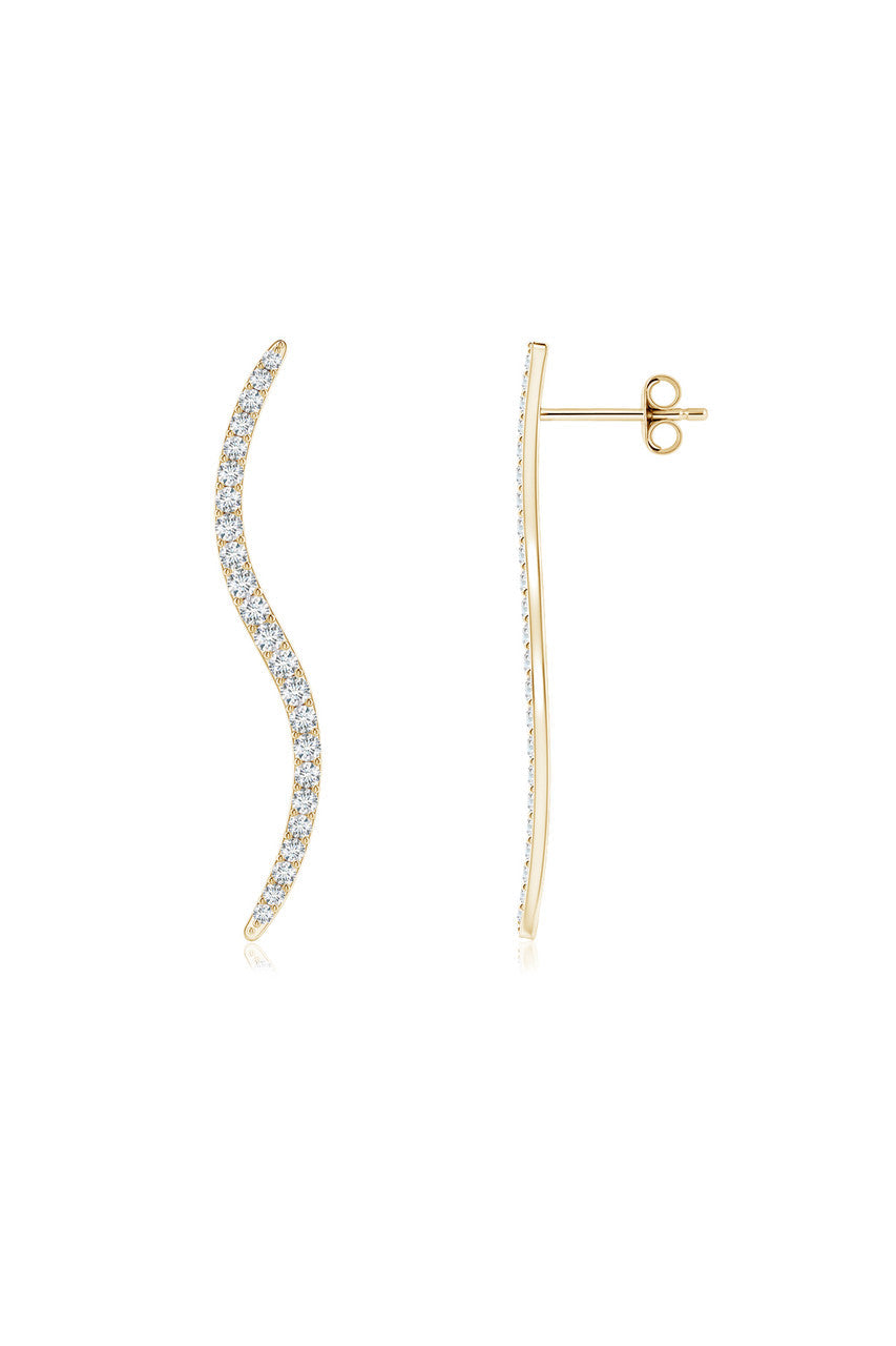 Buy Shangri-La Brushstroke 14k Gold and Diamond Medium Stud Earrings in 14K Yellow Gold Online 14K Yellow Gold