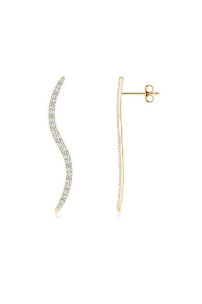 Buy Shangri-La Brushstroke 14k Gold and Diamond Medium Stud Earrings in 14K Yellow Gold Online 14K Yellow Gold