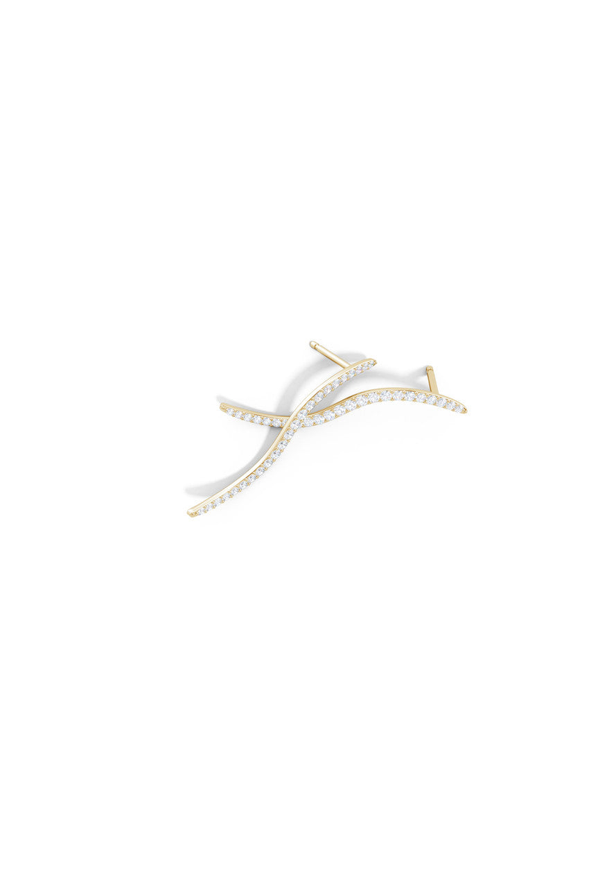 Buy Shangri-La Brushstroke 14k Gold and Diamond Medium Stud Earrings in 14K Yellow Gold Online 14K Yellow Gold