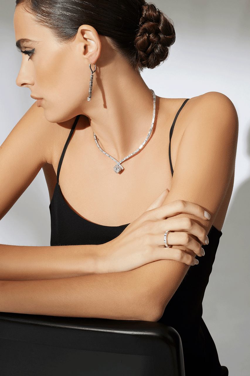 Buy Orient Express Lab-Grown 14K Gold & Cushion Diamond Statement Necklace in 14K White Gold Online 14K White Gold