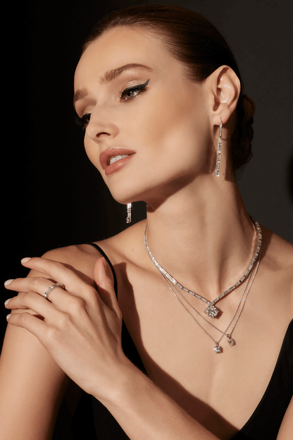 Buy Orient Express Lab-Grown 14K Gold & Emerald Cut Diamond Pendant Necklace in 14K White Gold Online 14K White Gold