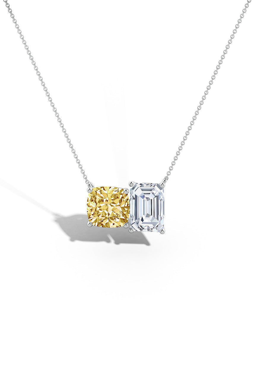 Buy Orient Express Lab-Grown 14K Gold with Yellow & White Diamond Two Stone Pendant Necklace in 14K White Gold Online 14K White Gold