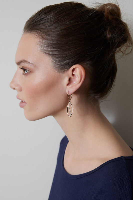 Buy Shangri-La Elliptical Yin-Yang 14K Gold and Diamond Medium Leverback Earrings in 14K Yellow Gold Online 14K Yellow Gold