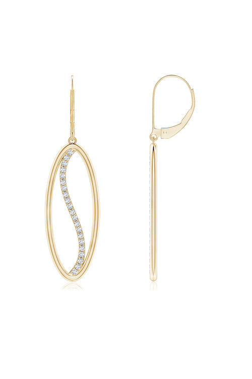 Buy Shangri-La Elliptical Yin-Yang 14K Gold and Diamond Medium Leverback Earrings in 14K Yellow Gold Online 14K Yellow Gold