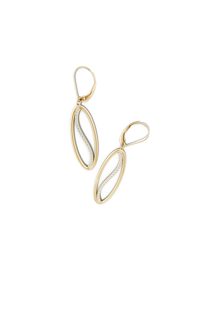 Buy Shangri-La Elliptical Yin-Yang 14K Gold and Diamond Medium Leverback Earrings in 14K Yellow Gold Online 14K Yellow Gold