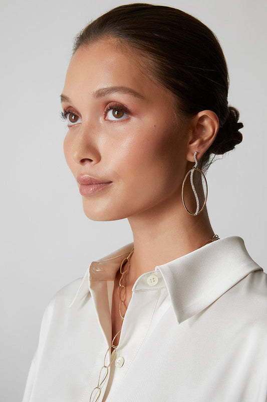 Buy Shangri-La Elliptical Yin-Yang 14K Gold and Diamond Dangle Earrings in 14K Yellow Gold Online 14K Yellow Gold
