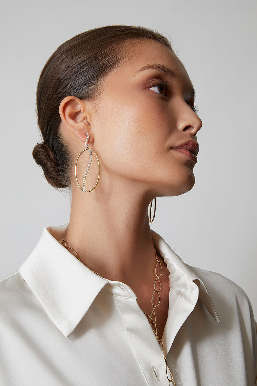 Buy Shangri-La Elliptical Yin-Yang 14K Gold and Diamond Dangle Earrings in 14K Yellow Gold Online 14K Yellow Gold