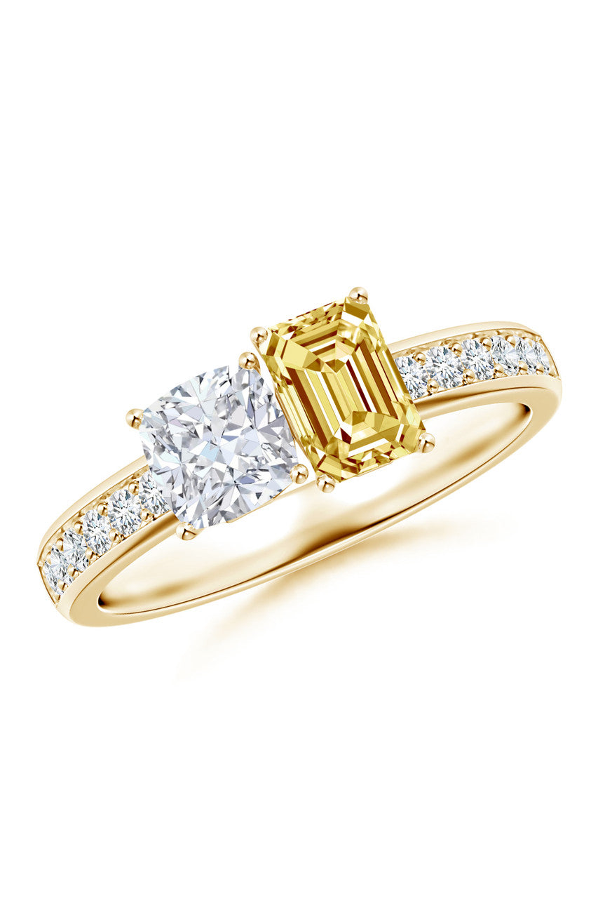 Buy Orient Express Lab-Grown 14K Gold with White & Yellow Diamond Two Stone Ring in 14K Yellow Gold Online 14K Yellow Gold