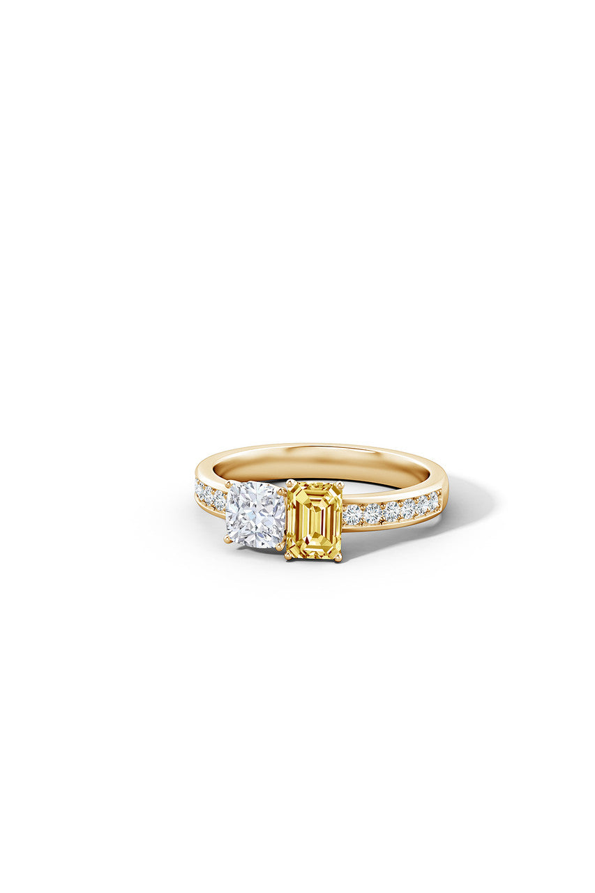 Buy Orient Express Lab-Grown 14K Gold with White & Yellow Diamond Two Stone Ring in 14K Yellow Gold Online 14K Yellow Gold