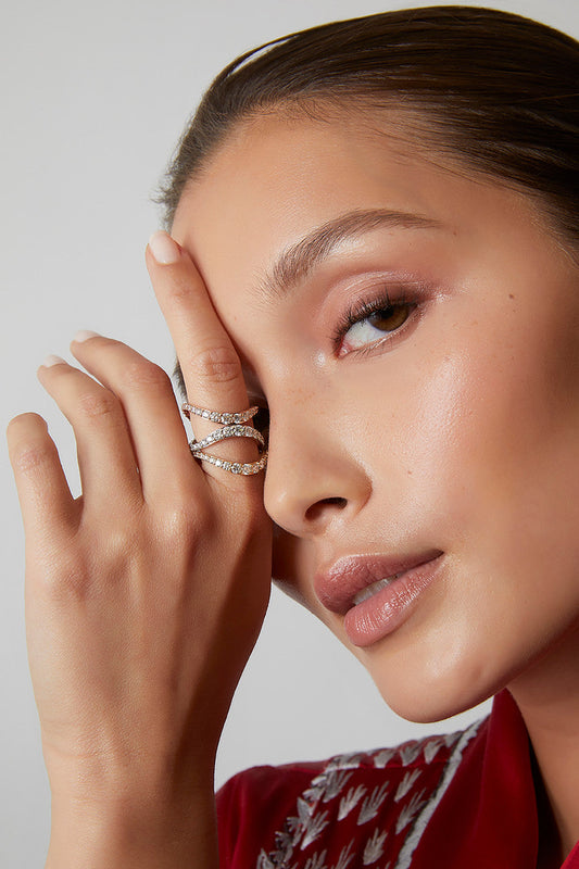 Buy Shangri-La Brushstroke 14K Gold and Diamond Full Eternity Stacking Ring in 14K Rose Gold Online 14K Rose Gold