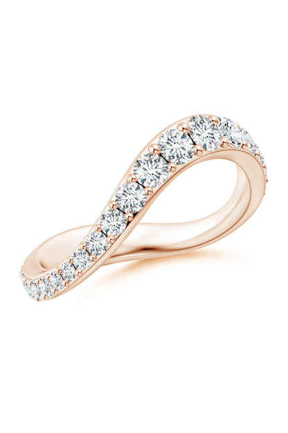 Buy Shangri-La Brushstroke 14K Gold and Diamond Full Eternity Stacking Ring in 14K Rose Gold Online 14K Rose Gold