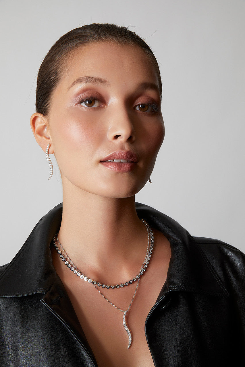 Buy Shangri-La Brushstroke 14k Gold and Diamond Large Pendant Necklace in 14K White Gold Online 14K White Gold