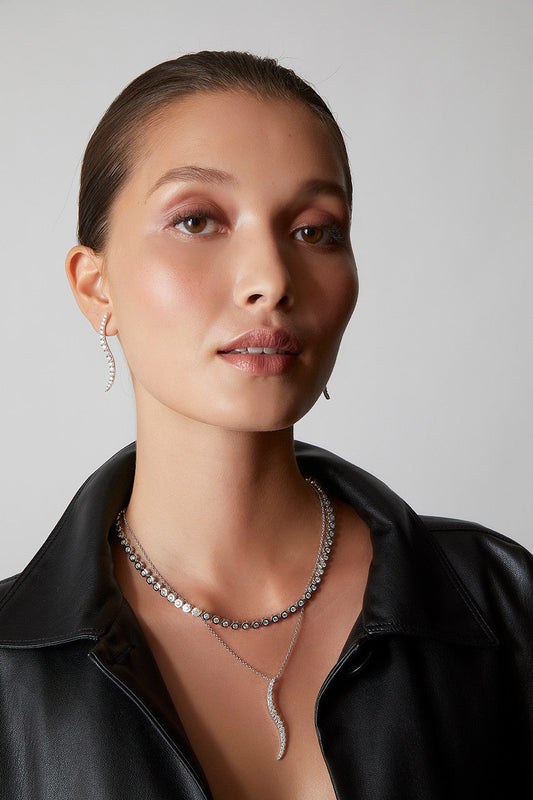 Buy Shangri-La Brushstroke 14k Gold and Diamond Large Pendant Necklace in 14K White Gold Online 14K White Gold
