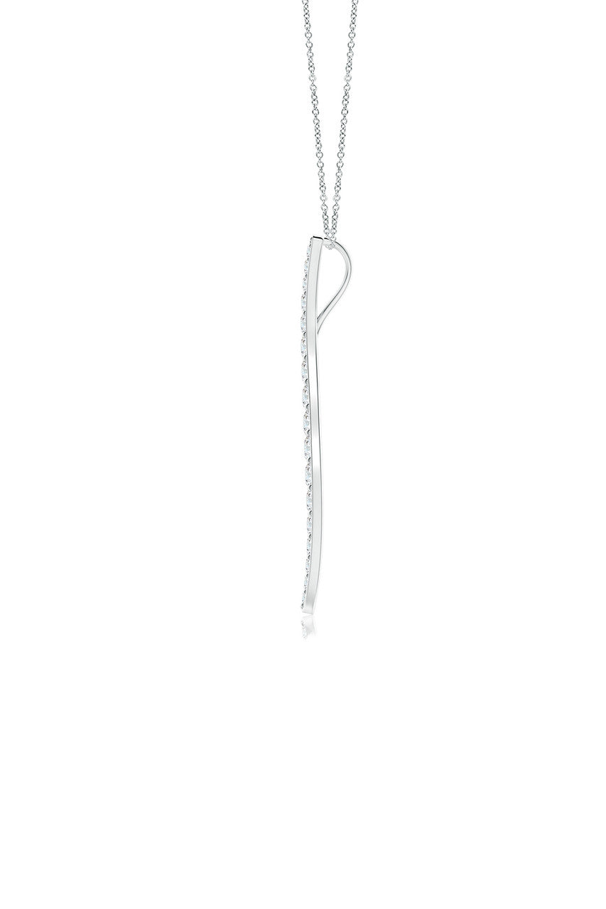 Buy Shangri-La Brushstroke 14k Gold and Diamond Large Pendant Necklace in 14K White Gold Online 14K White Gold