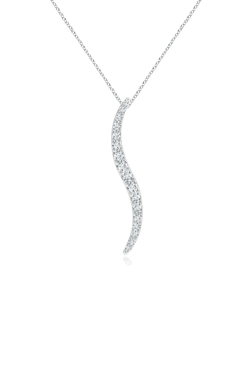 Buy Shangri-La Brushstroke 14k Gold and Diamond Large Pendant Necklace in 14K White Gold Online 14K White Gold