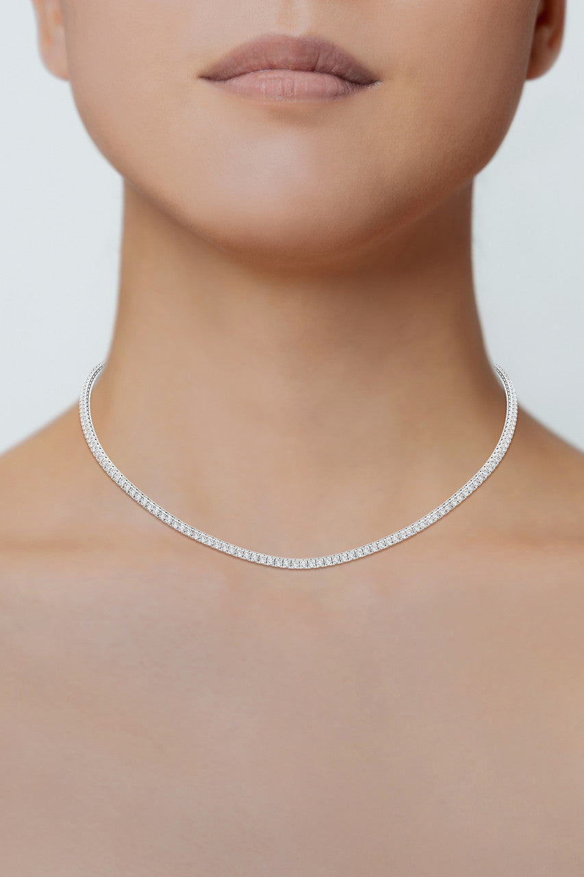 Buy Shangri-La 14K Gold and Diamond Prong Set Tennis Necklace in 14K White Gold Online 14K White Gold