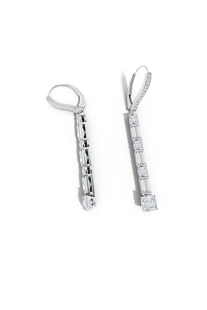 Buy Orient Express Lab-Grown 14K Gold Baguette & Cushion Diamond Long Drop Earrings in 14K White Gold Online 14K White Gold