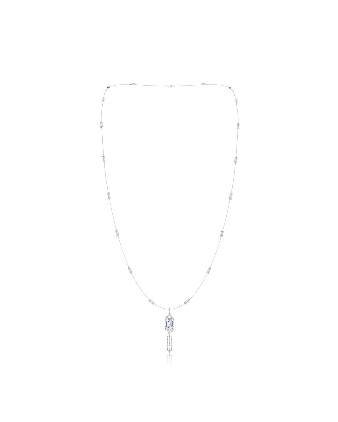 Buy Orient Express Lab-Grown 14K Gold Baguette & Diamond Detachable Tassel Pendant Chain Necklace in 14K White Gold Online 14K White Gold