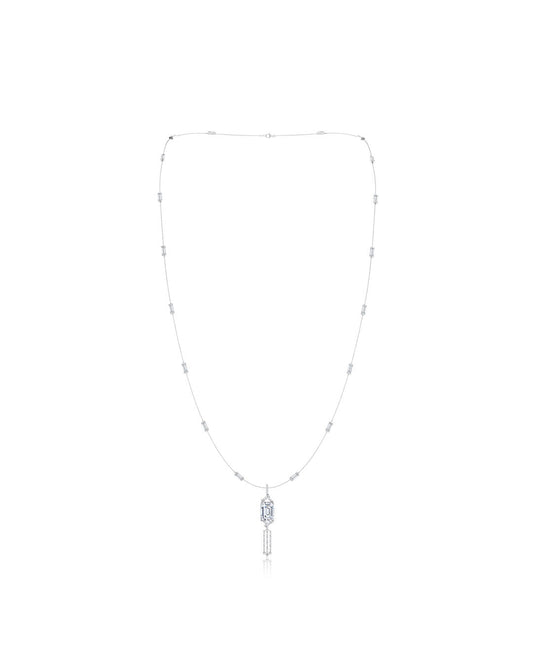 Buy Orient Express Lab-Grown 14K Gold Baguette & Diamond Detachable Tassel Pendant Chain Necklace in 14K White Gold Online 14K White Gold