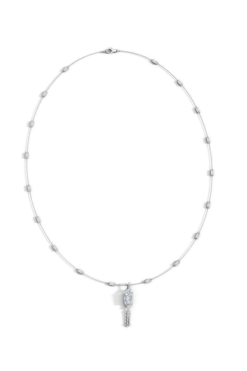 Buy Orient Express Lab-Grown 14K Gold Baguette & Diamond Detachable Tassel Pendant Chain Necklace in 14K White Gold Online 14K White Gold