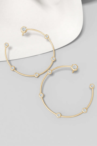 Buy Indochine 14k Medium 6-Diamond Side-Facing Open Hoop Earrings in 14K Yellow Gold Online 14K Yellow Gold