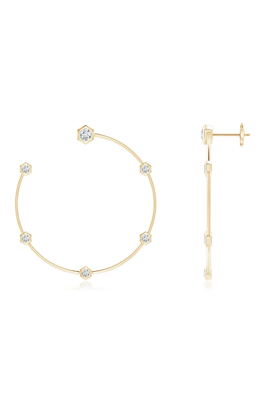 Buy Indochine 14k Medium 6-Diamond Side-Facing Open Hoop Earrings in 14K Yellow Gold Online 14K Yellow Gold