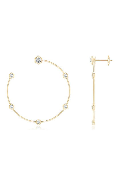 Buy Indochine 14k Medium 6-Diamond Side-Facing Open Hoop Earrings in 14K Yellow Gold Online 14K Yellow Gold