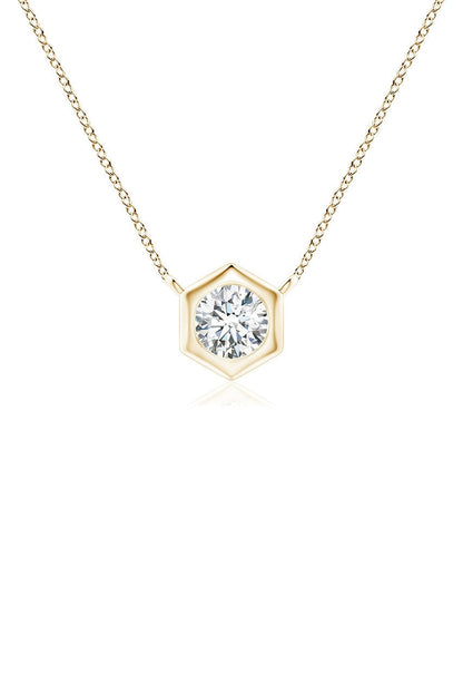 Buy Indochine 14k Hexagon Frame Diamond Solitaire Necklace in 14K Yellow Gold Online 14K Yellow Gold