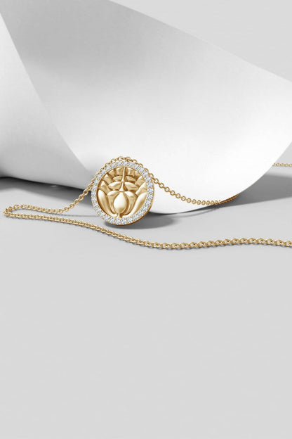 Buy Kamon 14k Diamond Border Pendant Necklace in 14K Yellow Gold Online 14K Yellow Gold