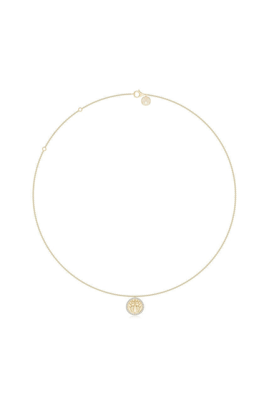 Buy Kamon 14k Diamond Border Pendant Necklace in 14K Yellow Gold Online 14K Yellow Gold