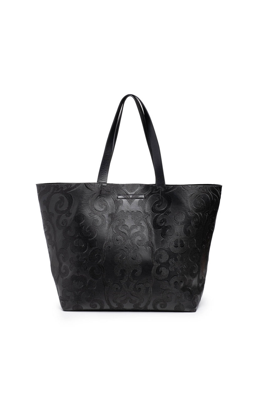 Buy Leticia Embroidery Large Tote Bag in Black Online Black