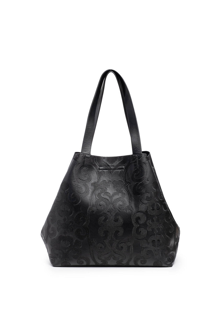 Buy Leticia Embroidery Large Tote Bag in Black Online Black