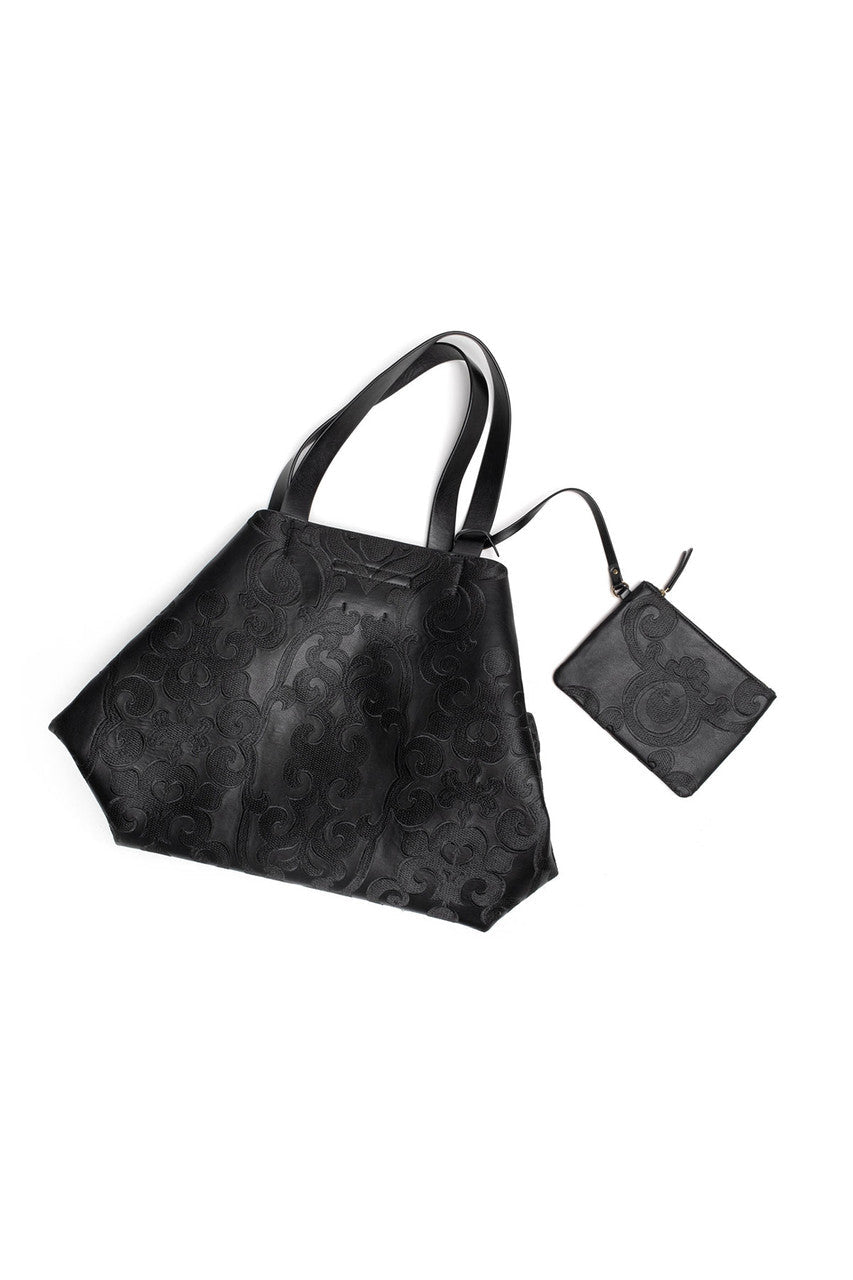Buy Leticia Embroidery Large Tote Bag in Black Online Black
