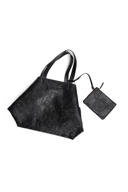 Buy Leticia Embroidery Large Tote Bag in Black Online Black