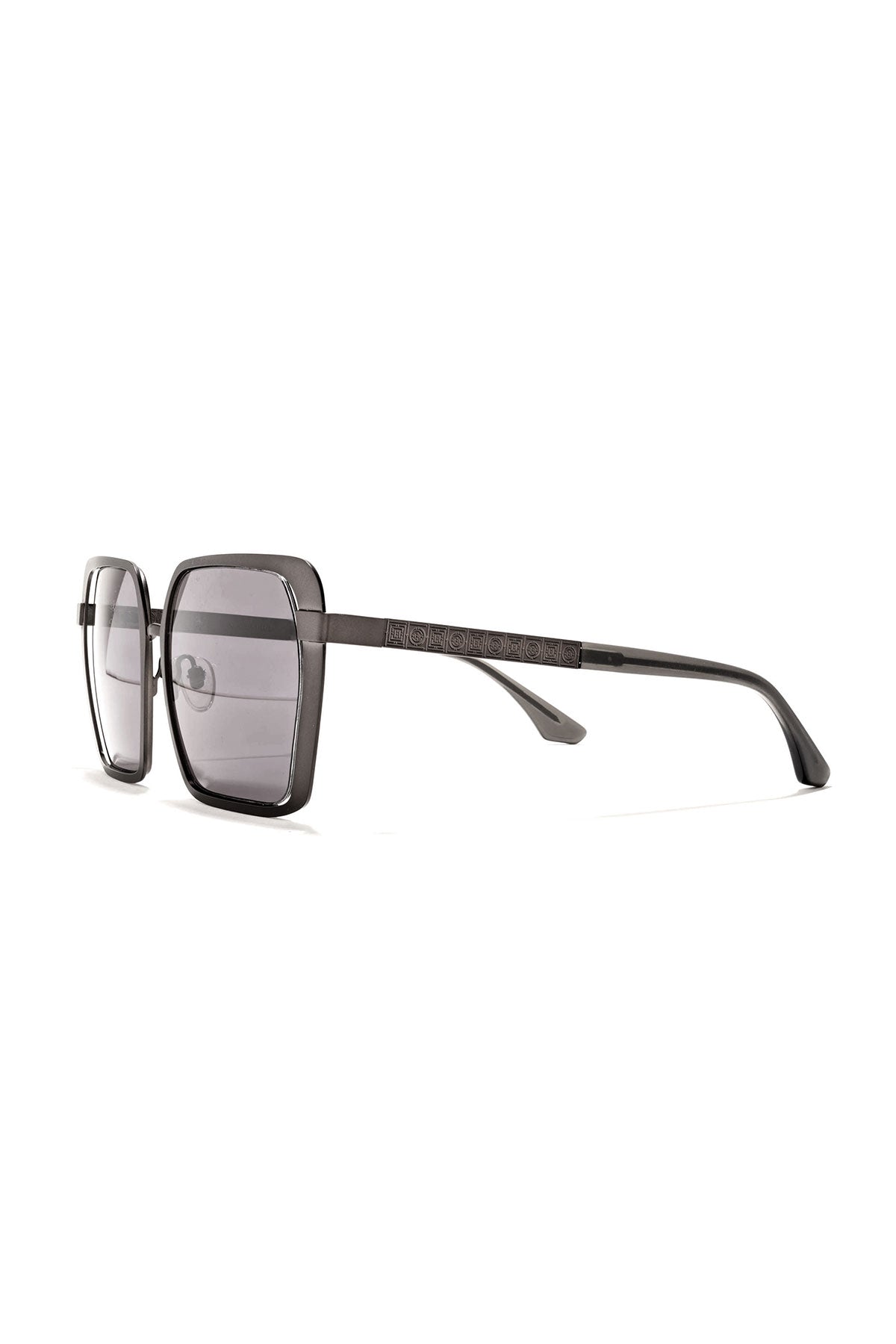 Kintsu Metal Rectangle Sunglasses Matte Gunmetal Gray