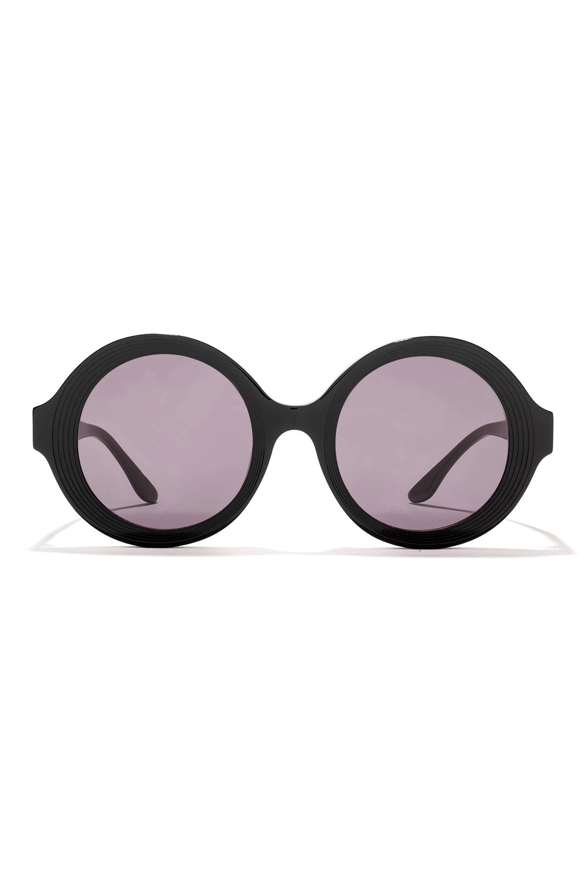 Nami Acetate Round Sunglasses Glossy Black/Smoke