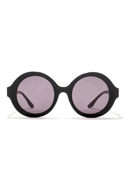 Nami Acetate Round Sunglasses Glossy Black/Smoke