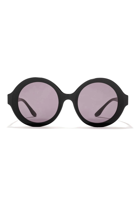 Nami Acetate Round Sunglasses Glossy Black/Smoke