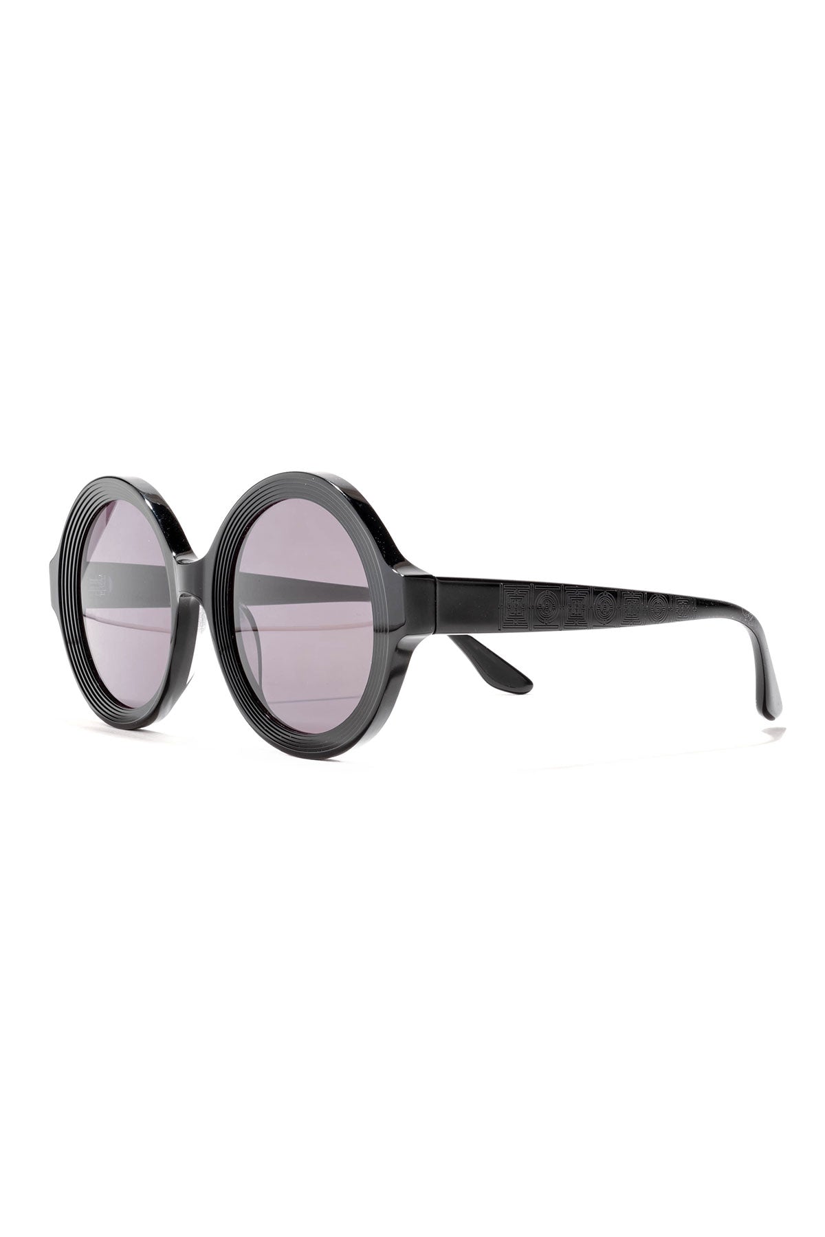 Nami Acetate Round Sunglasses Glossy Black/Smoke