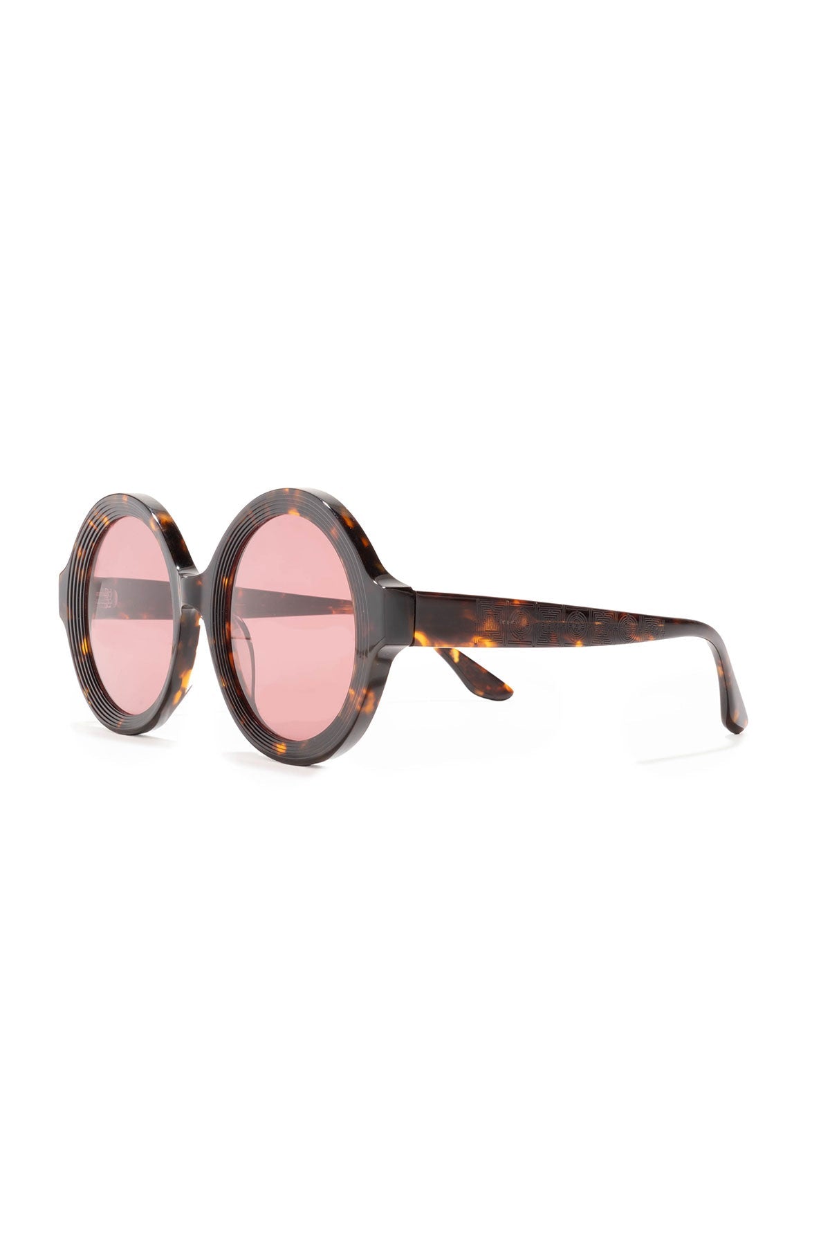 Nami Acetate Round Sunglasses Dark Tortoise/Amber Red