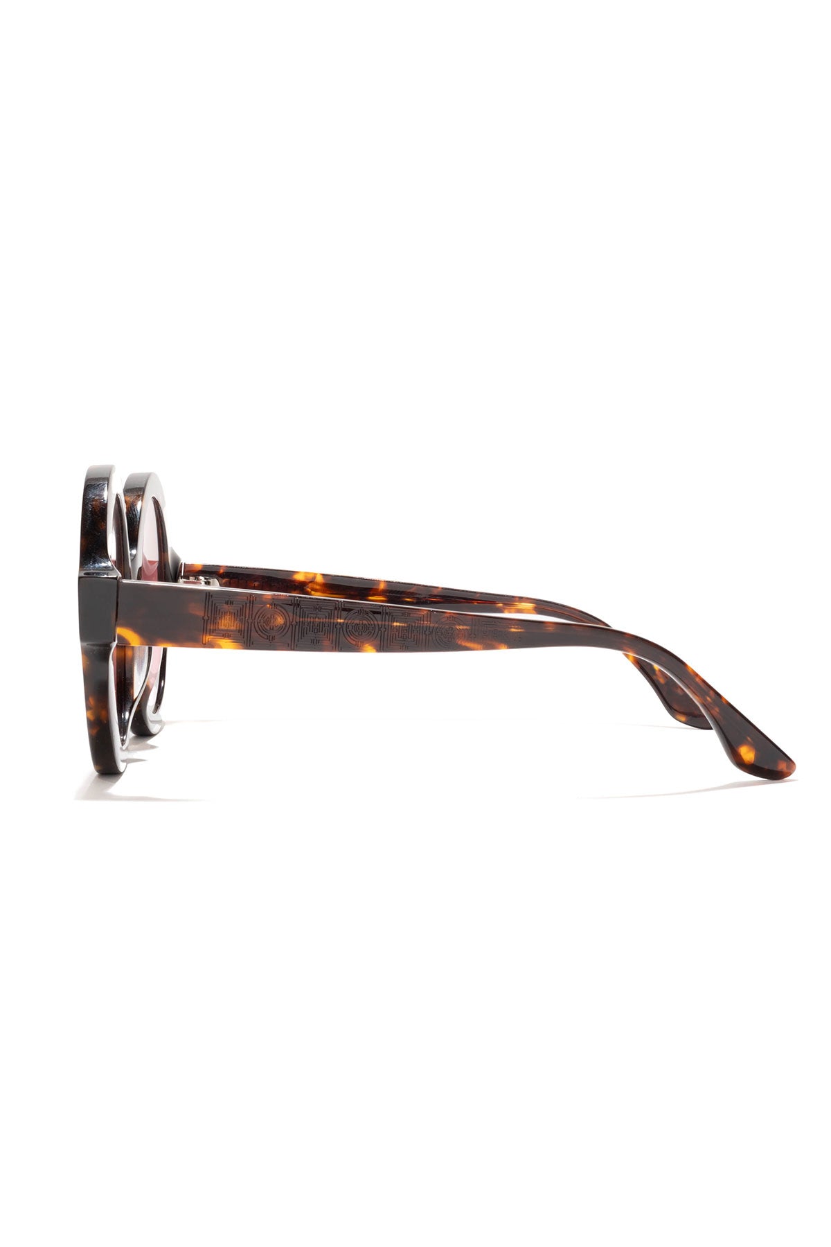 Nami Acetate Round Sunglasses Dark Tortoise/Amber Red