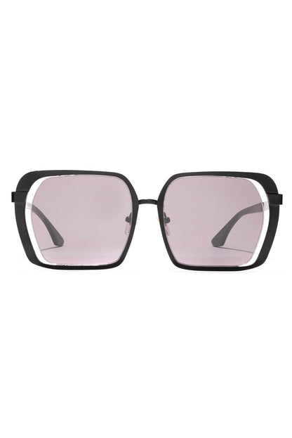 Kintsu Metal Rectangle Sunglasses Matte Black Smoke