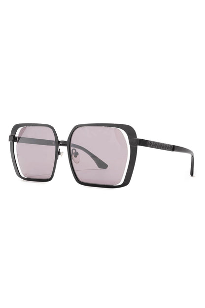 Kintsu Metal Rectangle Sunglasses Matte Black Smoke
