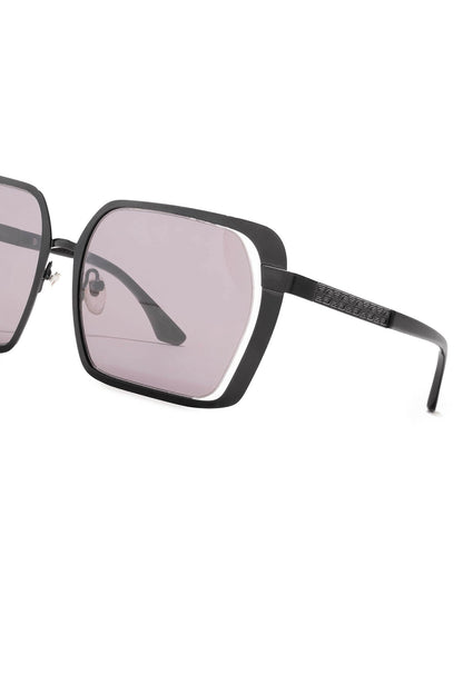 Kintsu Metal Rectangle Sunglasses Matte Black Smoke