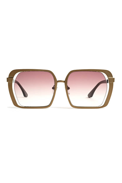 Kintsu Metal Rectangle Sunglasses Matte Bronze/Gradient Brown