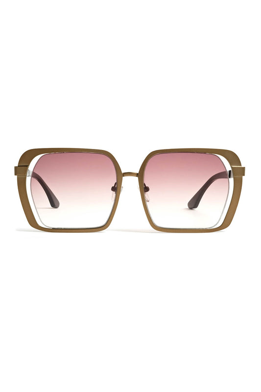 Kintsu Metal Rectangle Sunglasses Matte Bronze/Gradient Brown