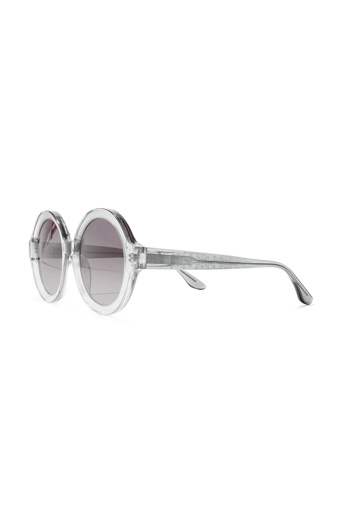 Nami Acetate Round Sunglasses Glossy Gray/Gradient Gray